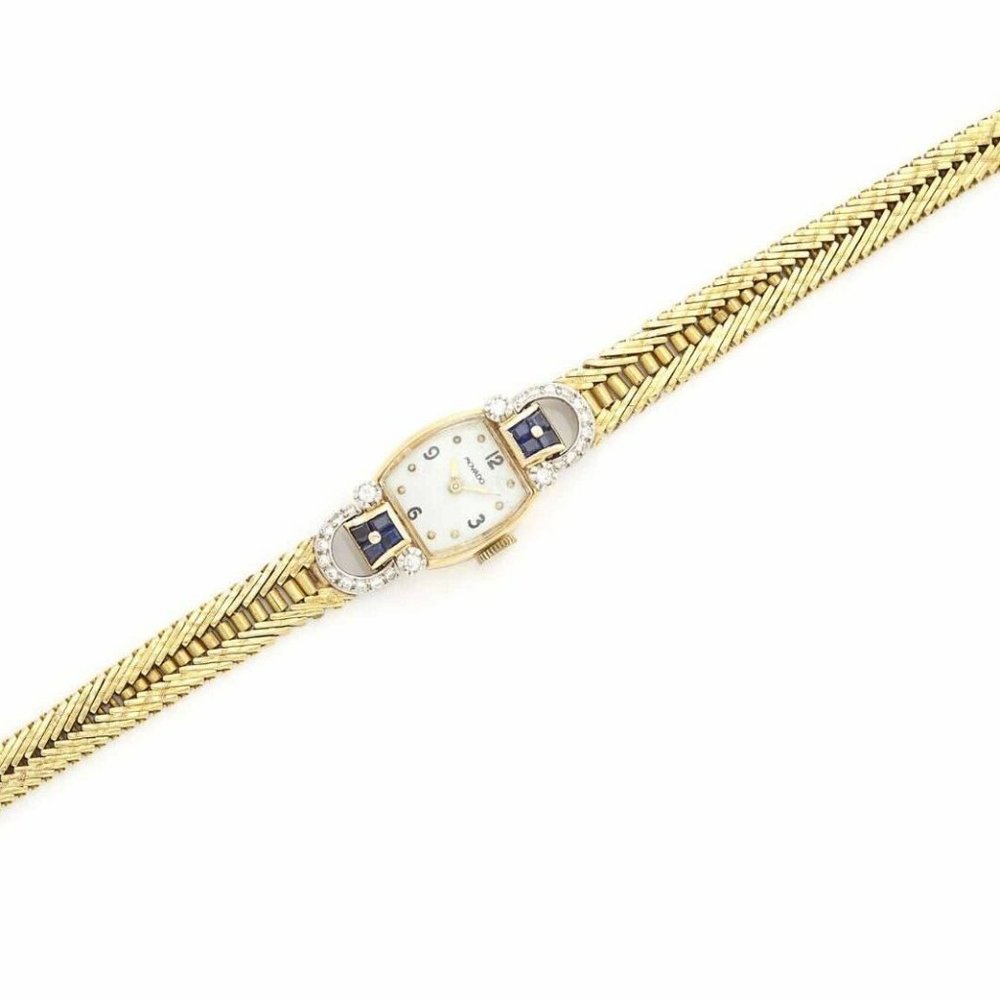 Vintage Platinum 18K Sapphire Diamond Movado Watch